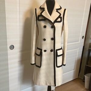 Elegant Calvin Klein Cream and Black Women's Coat